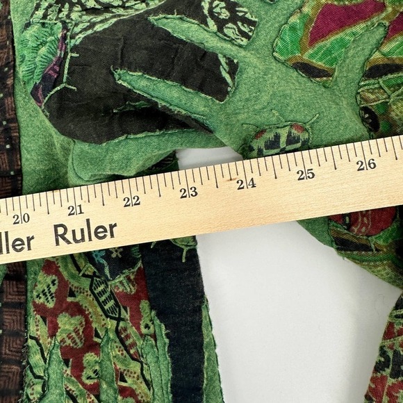 Tropical Elephants Boho womens wood toggle Jacket Patchwork Womens Green medium - Picture 11 of 14
